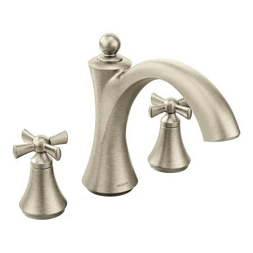 Moen Wynford Brushed Nickel Two-Handle Non-Diverter Roman Tub Faucet  T657BN - Plumbing Market