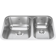 Kindred Reginox 26.88" undermount double bowl 18 gauge stainless steel kitchen sink NDC1827RU-9