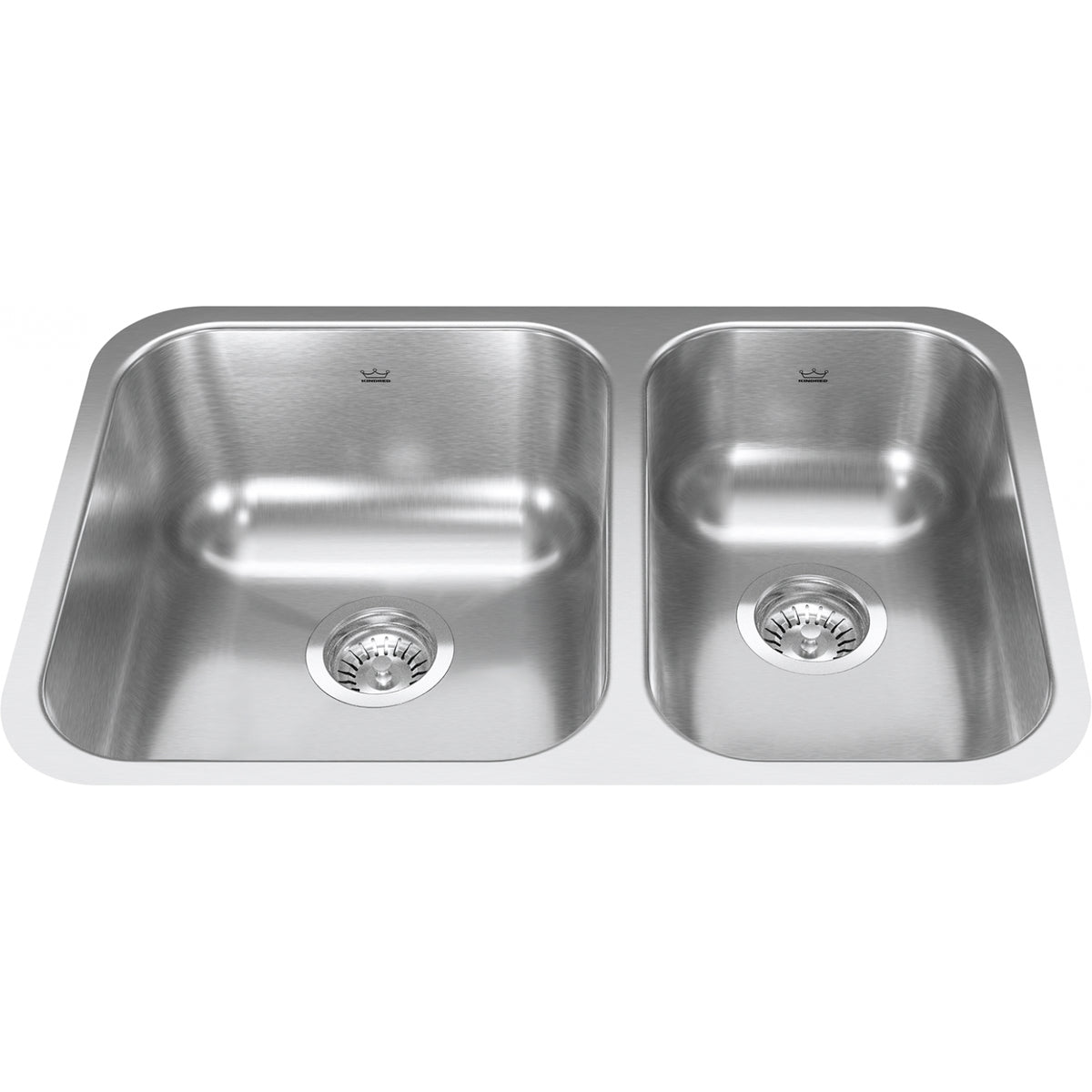 Kindred Reginox 26.88" undermount double bowl 18 gauge stainless steel kitchen sink NDC1827RU-9