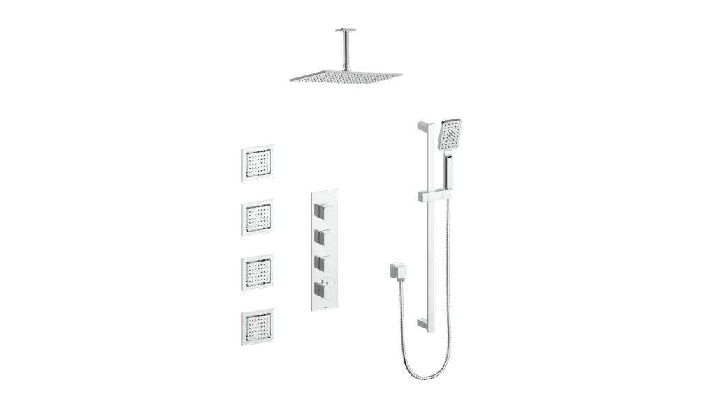 NIVEAU 3/4" HIGH-FLOW TH SHOWER KIT WITH BODY JETS AND 6" CEILING ARM N/A - Plumbing Market
