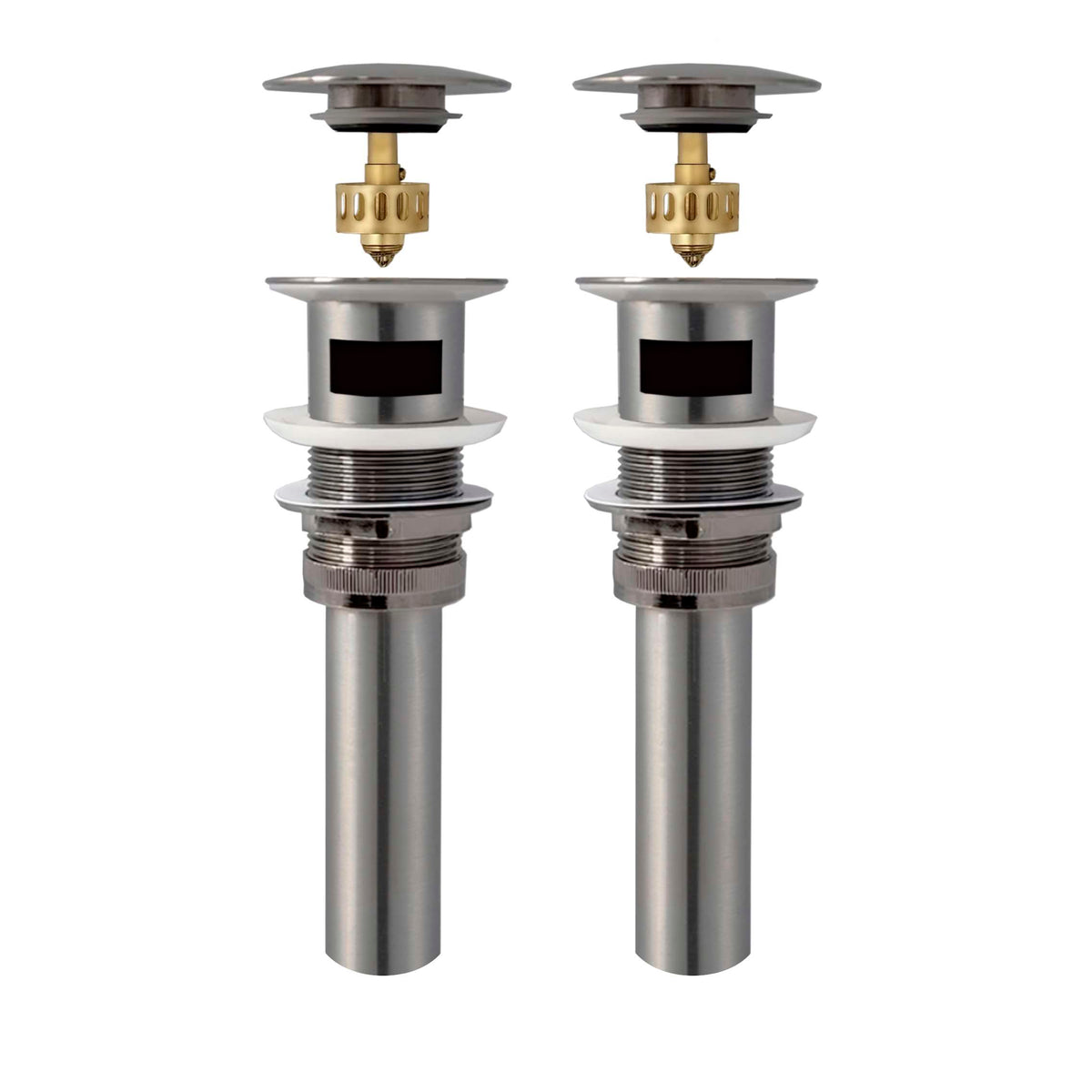 Stylish Pop-Up Bathroom Sink Drains Set with Overflow Brushed Nickel D-701B2