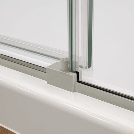 Nebula 44 ½-46 ½ x 78 ¾ in. 8mm Sliding Shower Door for Alcove Installation with Clear glass in Brushed Nickel - Plumbing Market