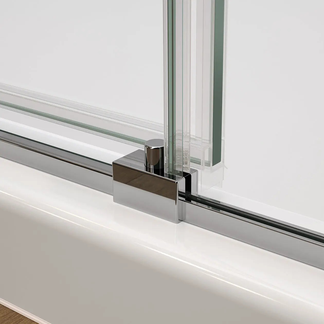 Nebula 44 ½-46 ½ x 78 ¾ in. 8mm Sliding Shower Door for Alcove Installation with Clear glass in Chrome - Plumbing Market