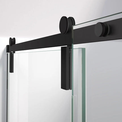 Nebula 44 ½-46 ½ x 78 ¾ in. 8mm Sliding Shower Door for Alcove Installation with Clear glass in Matte Black - Plumbing Market
