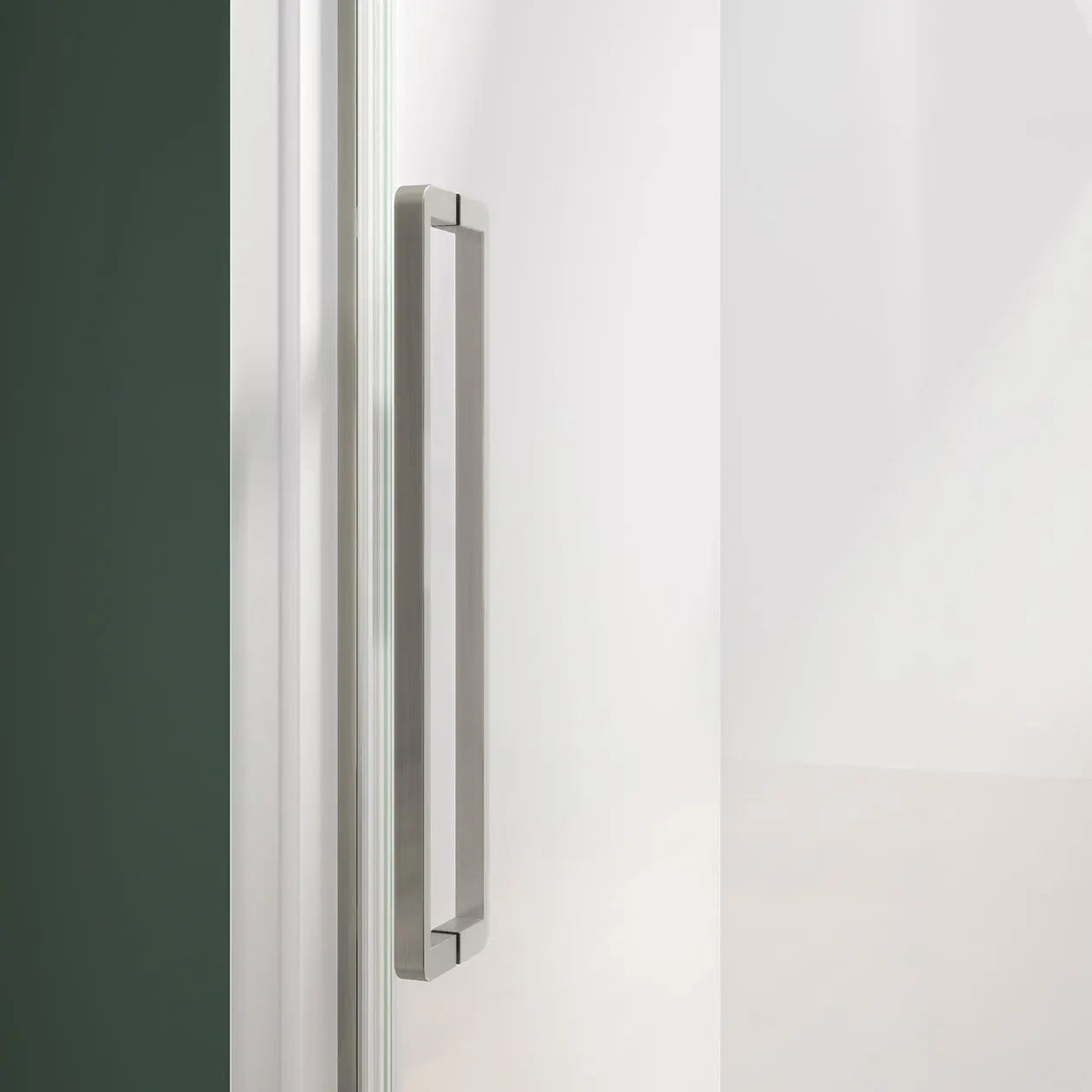 Nebula 56 ½-58 ½ x 78 ¾ in. 8mm Sliding Shower Door for Alcove Installation with Clear glass in Brushed Nickel - Plumbing Market