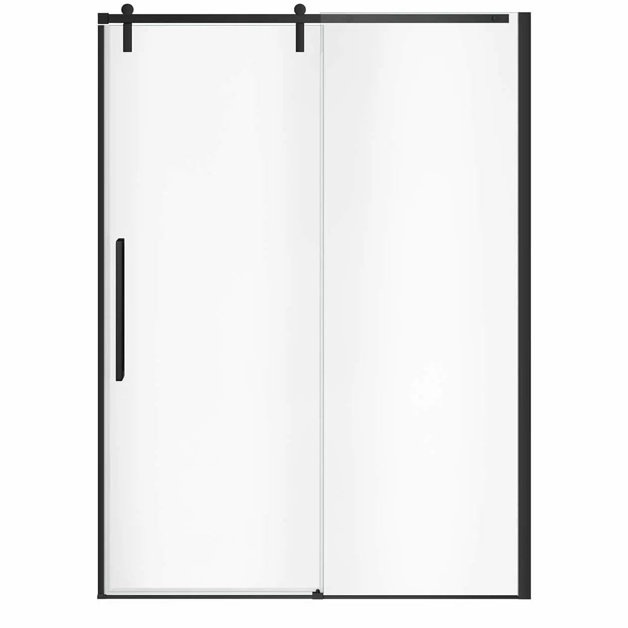 Nebula 56 ½-58 ½ x 78 ¾ in. 8mm Sliding Shower Door for Alcove Installation with Clear glass in Matte Black - Plumbing Market