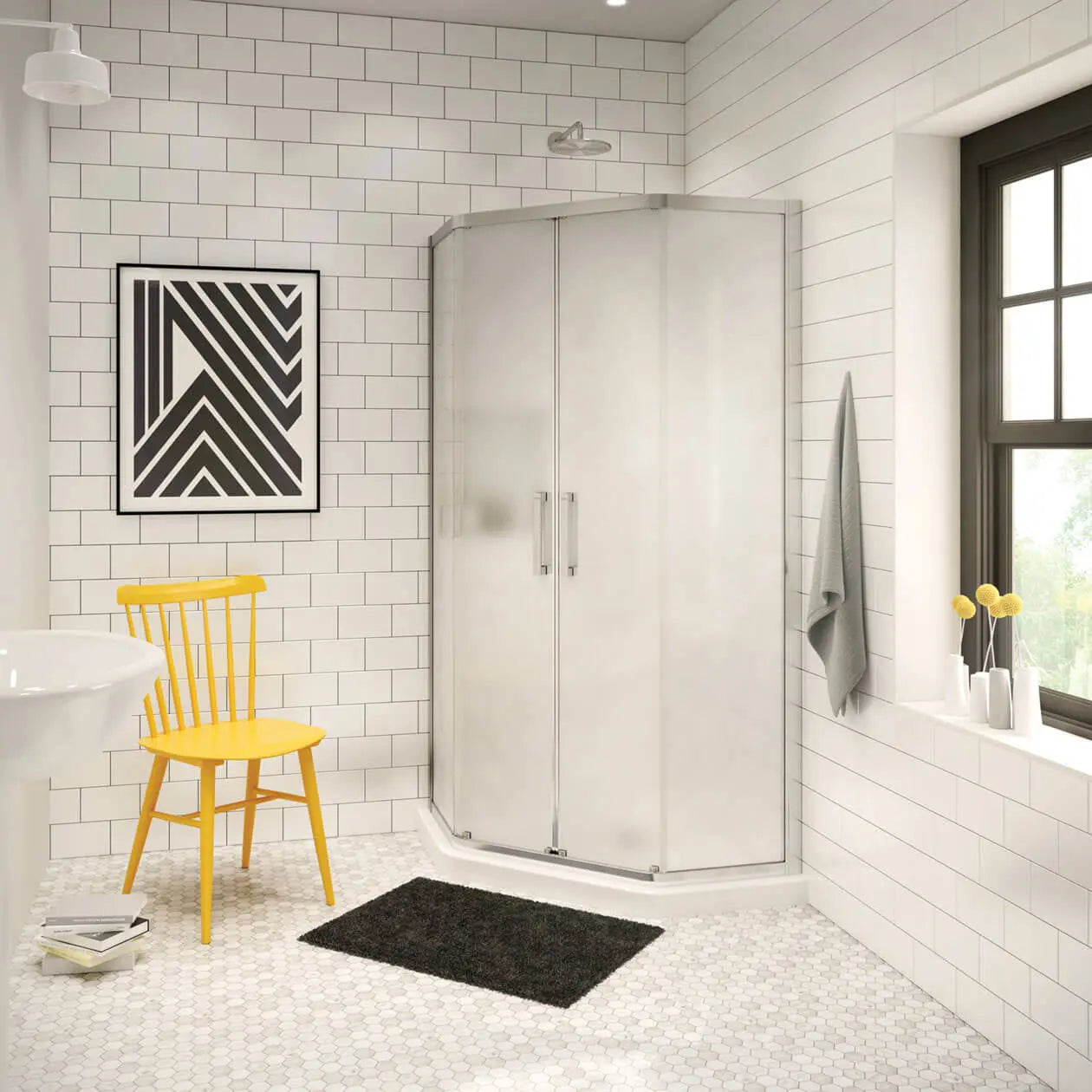 Neo-Angle Base 36 3 in. 36 x 36 Acrylic Corner Left or Right Shower Base with Corner Drain in White - Plumbing Market