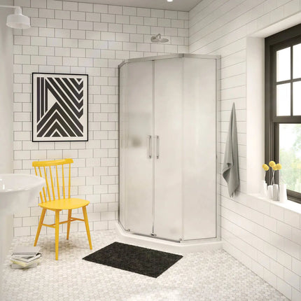 Neo-Angle Base 38 3 in. 38 x 38 Acrylic Corner Left or Right Shower Base with Corner Drain in White - Plumbing Market