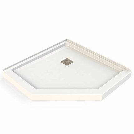Neo-Angle Base 40 Acrylic Corner Left or Right Shower Base with Corner Drain in White - Plumbing Market