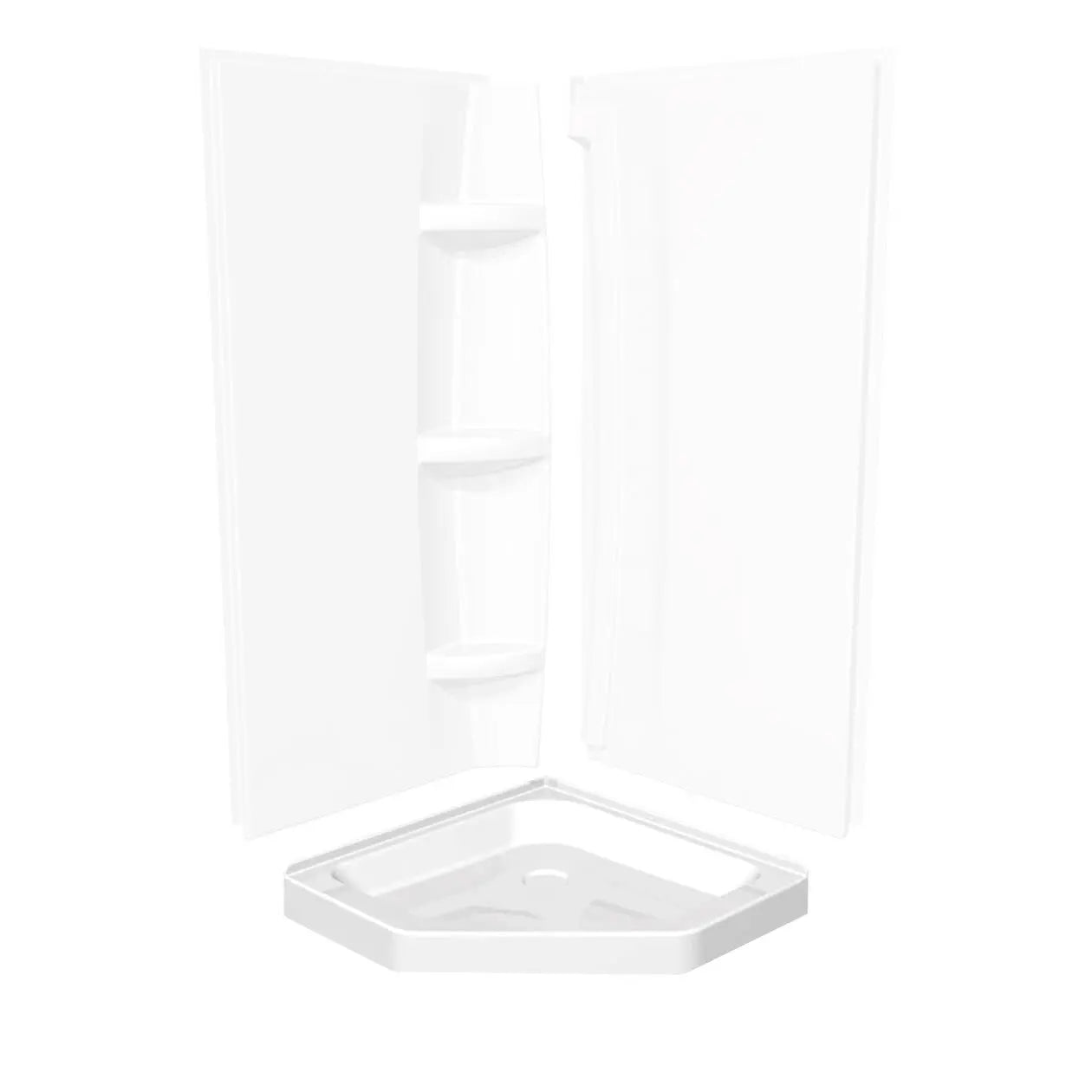 Neo-Angle Base 42 3 in. 42 x 42 Acrylic Corner Left or Right Shower Base with Corner Drain in White - Plumbing Market
