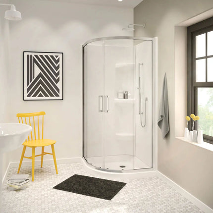Neo-round Base 36 3 in. 36 x 36 Acrylic Corner Left or Right Shower Base with Corner Drain in White - Plumbing Market