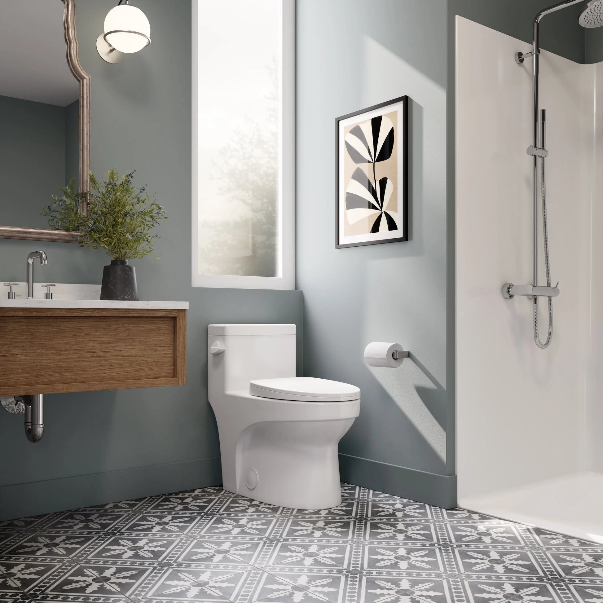 Neptune Adams 4.8L Side Flush One Piece ADA Elongated Toilet in White - Plumbing Market