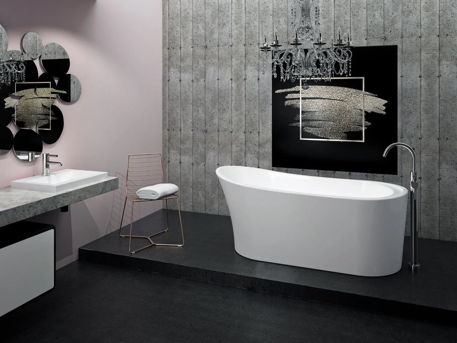 Neptune Paris F1 3266 AFR Acrylic Freestanding End Drain Bathtub in White - Plumbing Market