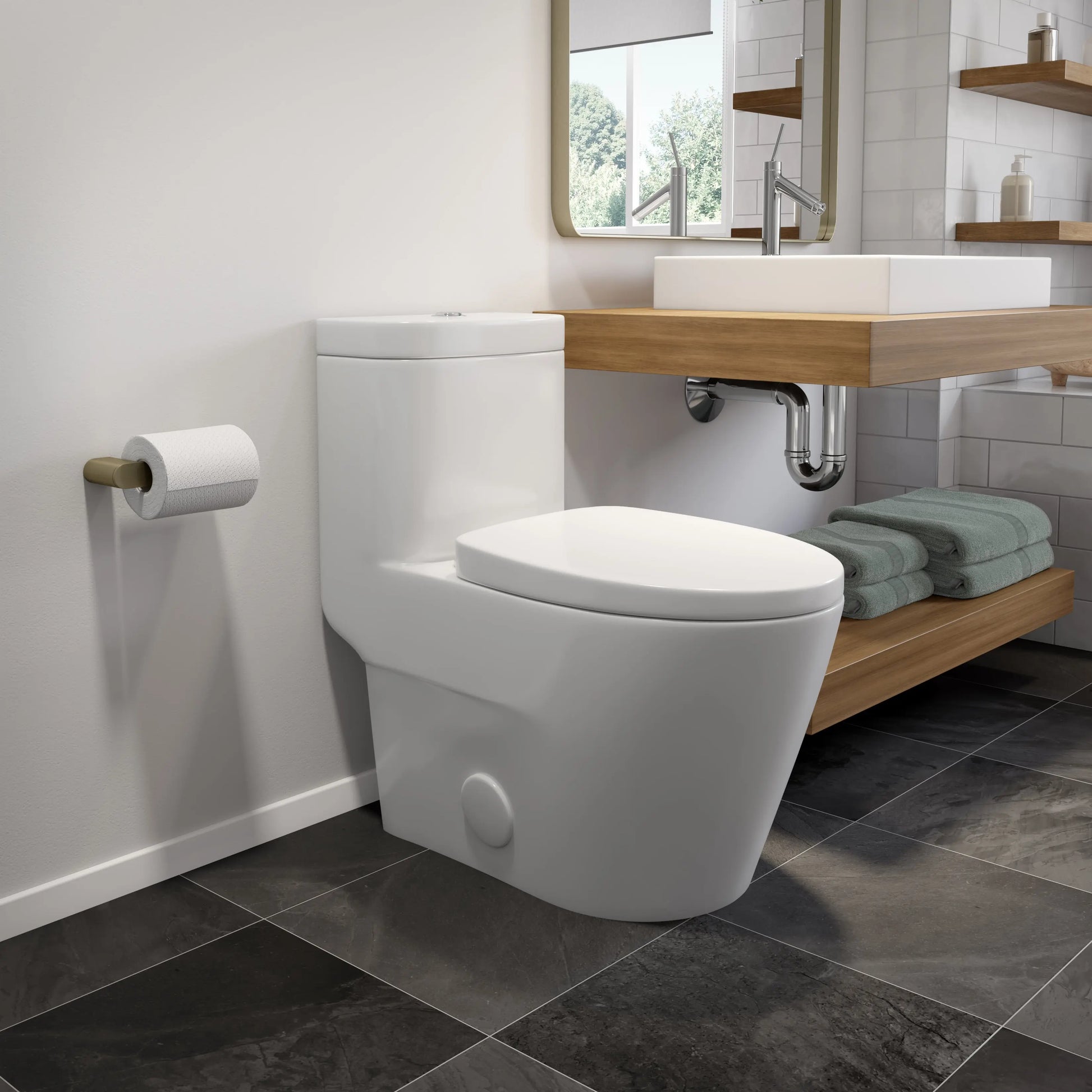 Neptune Zen One Piece Dual Flush Elongated ADA Height Toilet White - Plumbing Market
