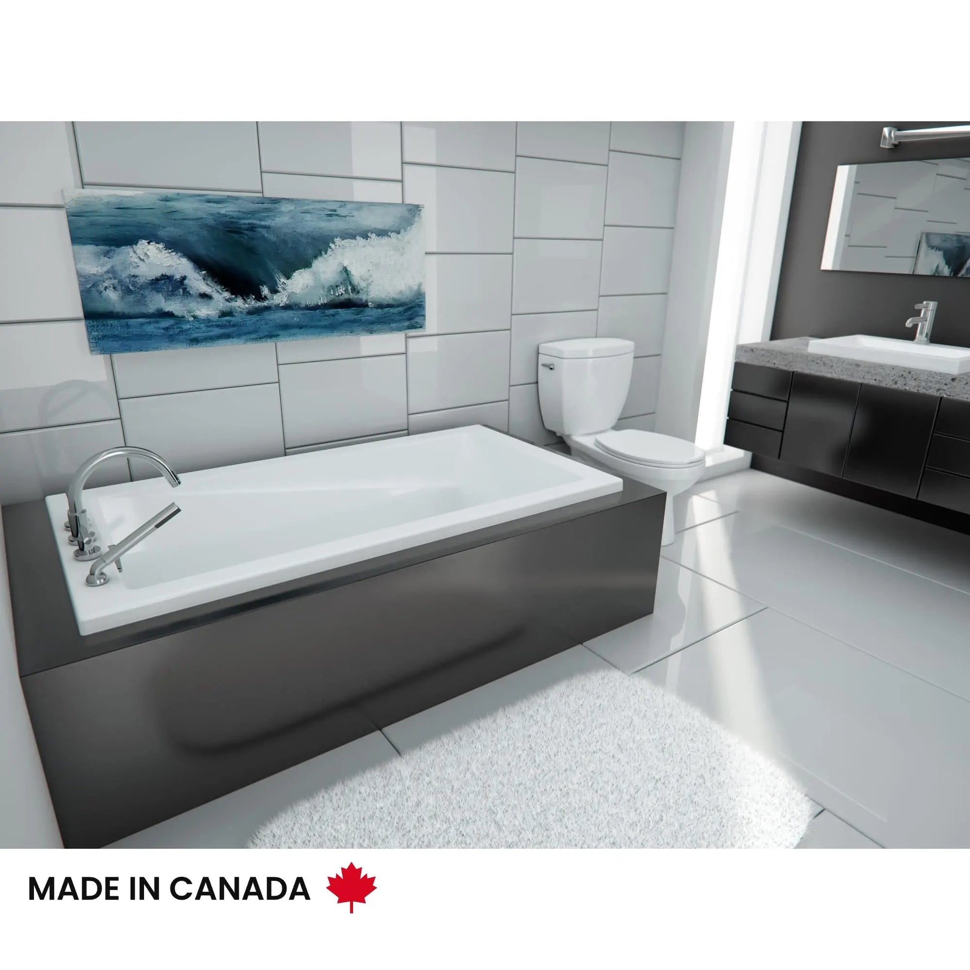 Neptune Zenya 6032 AFR Acrylic Drop-In End Drain Bathtub in White - Plumbing Market