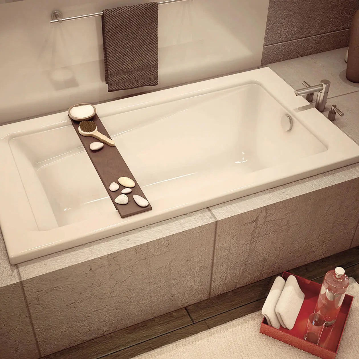 New Town 6032 Acrylic Drop-in End Drain Bathtub in White - Plumbing Market