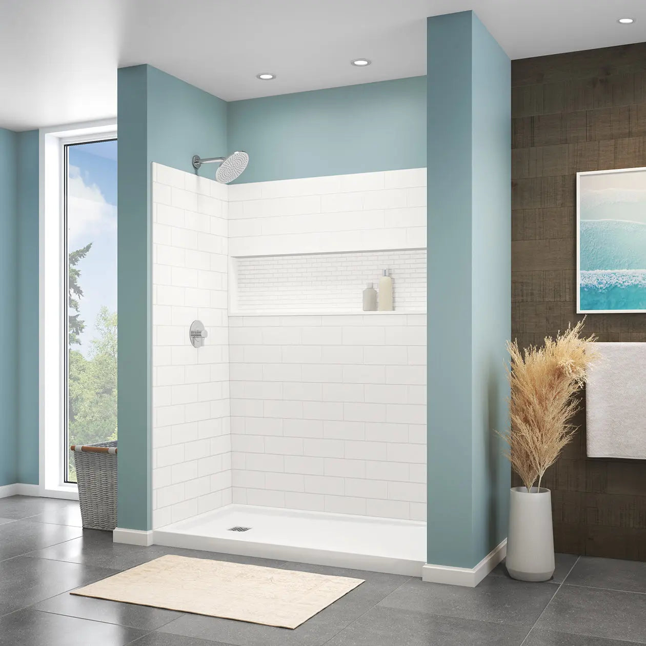 NexTile 6032 Direct-to-Stud Four-Piece Alcove Shower Wall Kit in White - Plumbing Market