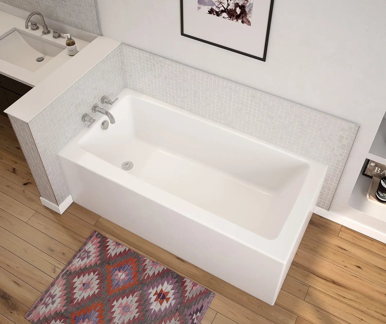 Nomad Corner 6030 AFR AcrylX Corner Left-Hand Drain Bathtub in White - Plumbing Market