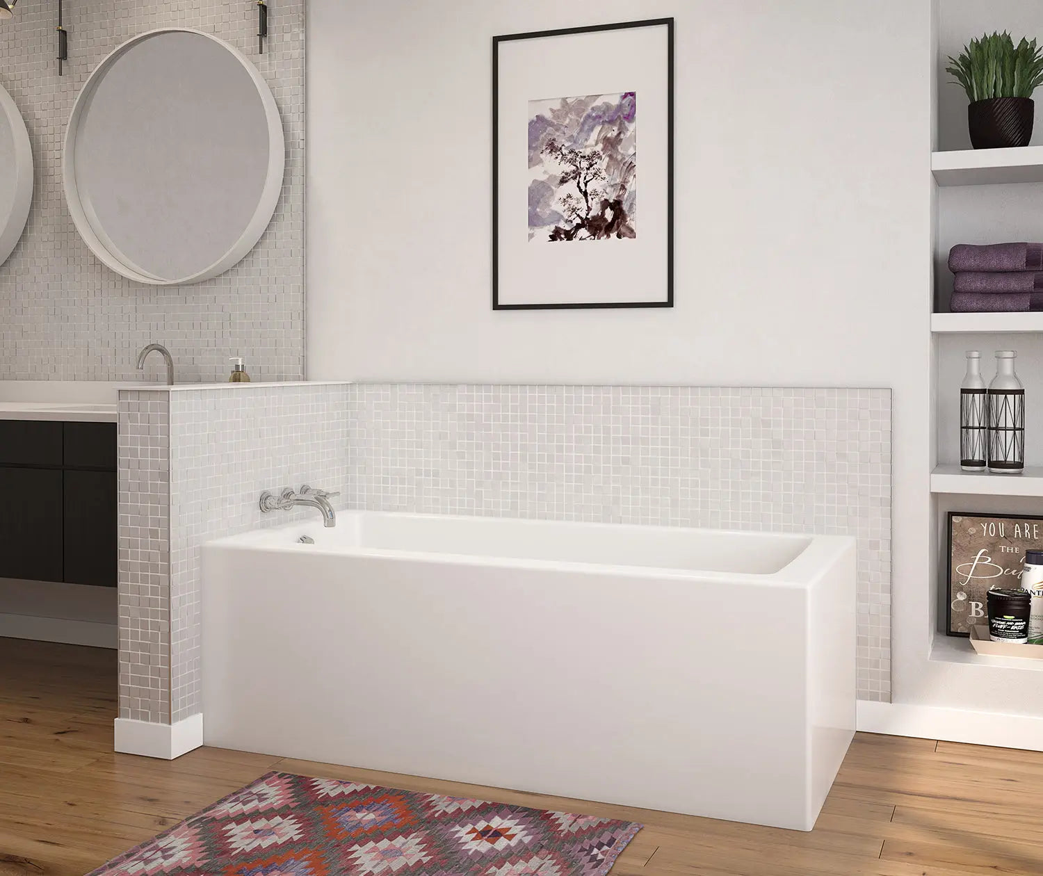 Nomad Corner 6030 AFR AcrylX Corner Left-Hand Drain Bathtub in White - Plumbing Market