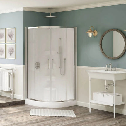 Novello II 37 x 37 Acrylic Corner Center Drain One-Piece Shower in White - Plumbing Market