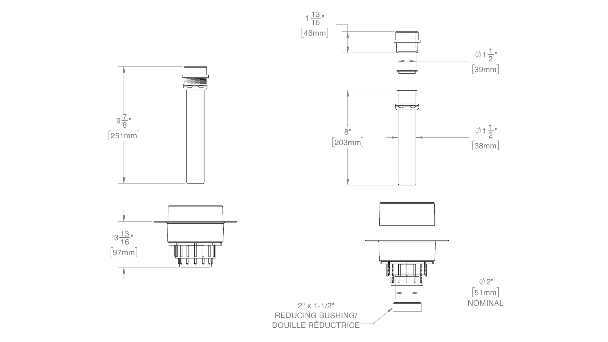 OS&B ABS Island Tub Drain Testable Rough-in for Freestanding Tubs ITD35 - Plumbing Market