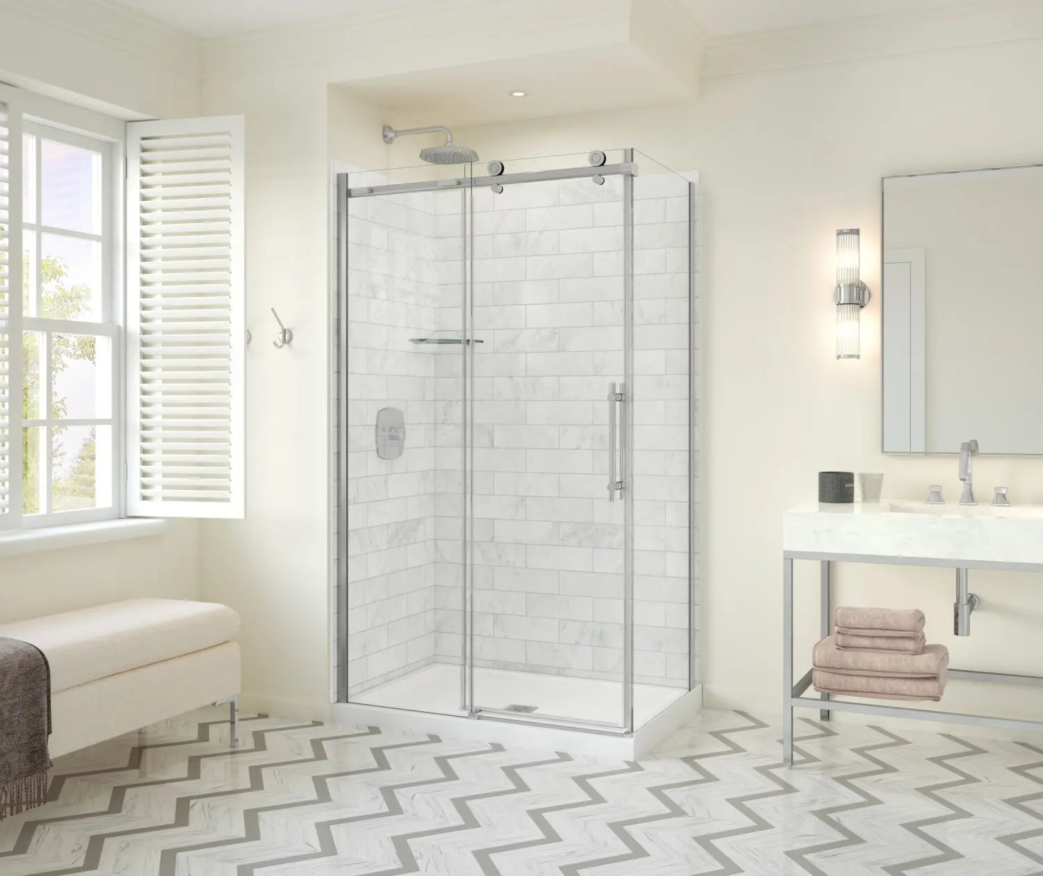 Odyssey SC 48" x 32" x 78" 8mm Sliding Shower Door for Corner Installation with Clear glass in Chrome - Plumbing Market