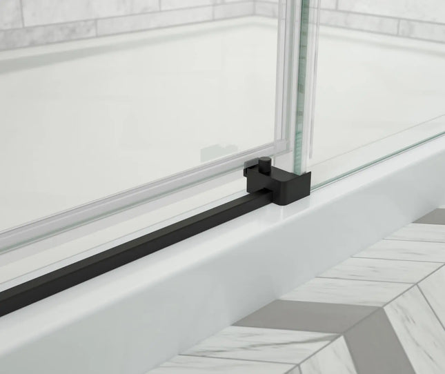 Odyssey SC 48" x 32" x 78" 8mm Sliding Shower Door for Corner Installation with Clear glass in Matte Black - Plumbing Market