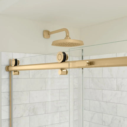 Odyssey SC 57-59 ½ x 78in. 8 mm Sliding Shower Door for Alcove Installation with Clear glass in Brushed Gold - Plumbing Market