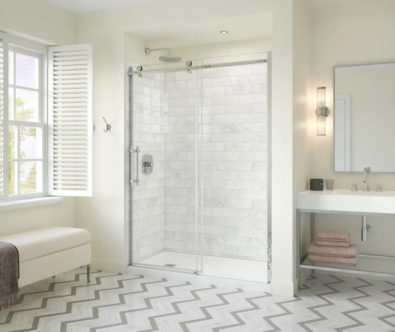 Odyssey SC 57-59 ½ x 78in. 8 mm Sliding Shower Door for Alcove Installation with Clear glass in Chrome - Plumbing Market