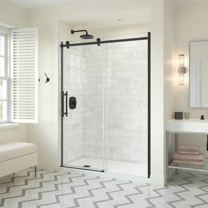 Odyssey SC 57-59 ½ x 78in. 8 mm Sliding Shower Door for Alcove Installation with Clear glass in Matte Black - Plumbing Market