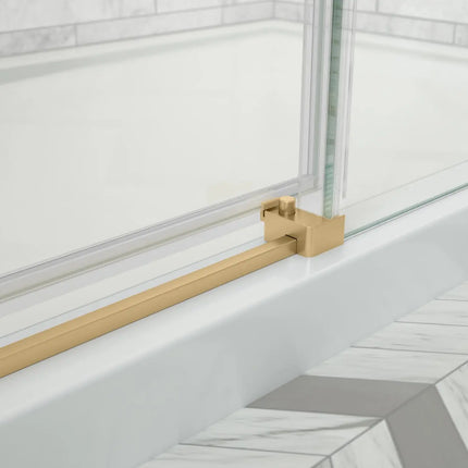Odyssey SC 60" x 32" x 78" 8mm Sliding Shower Door for Corner Installation with Clear glass in Brushed Gold - Plumbing Market