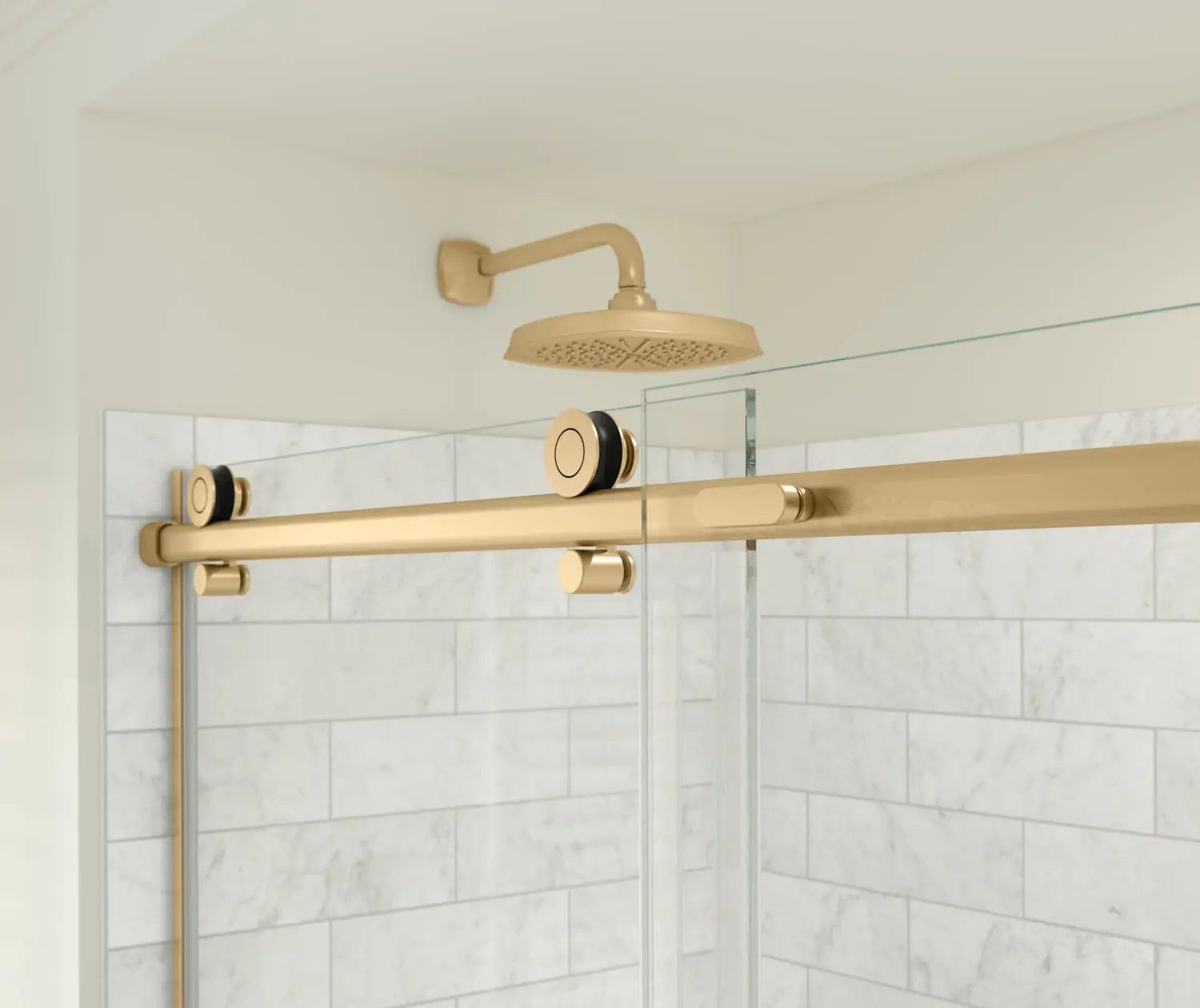 Odyssey SC 60" x 32" x 78" 8mm Sliding Shower Door for Corner Installation with Clear glass in Brushed Gold - Plumbing Market