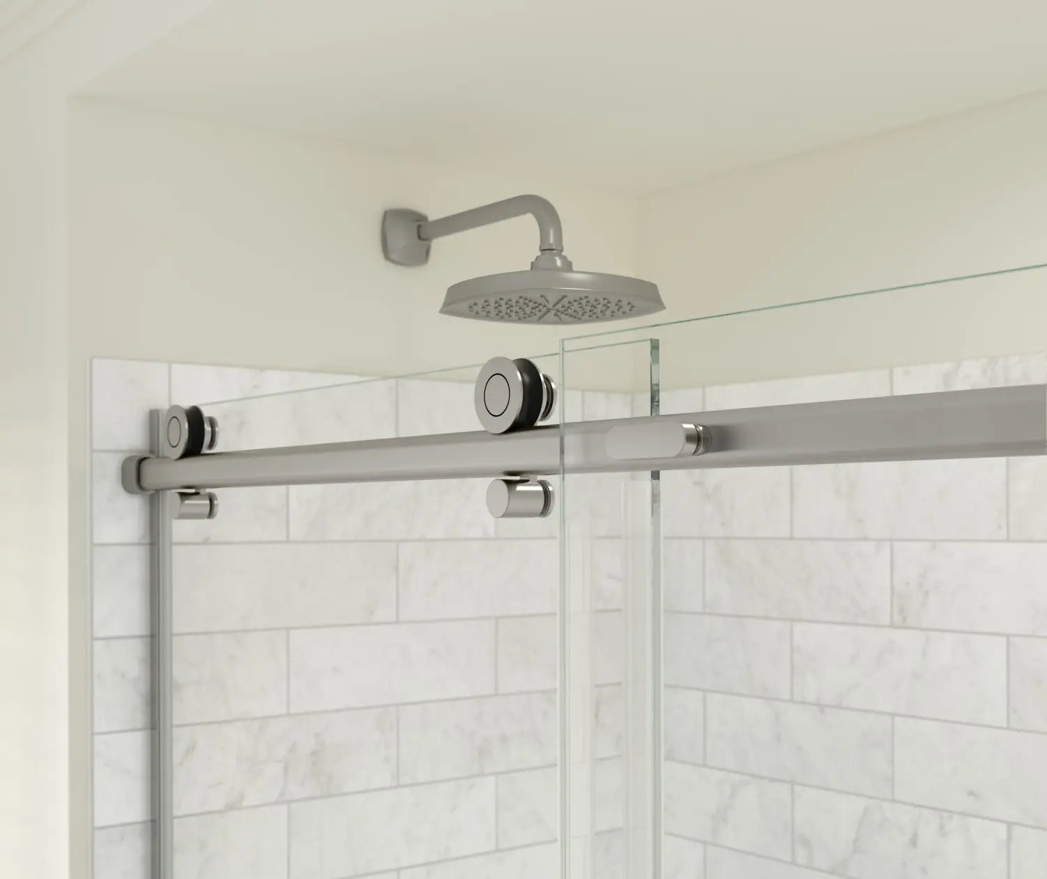 Odyssey SC 60" x 32" x 78" 8mm Sliding Shower Door for Corner Installation with Clear glass in Brushed Nickel - Plumbing Market