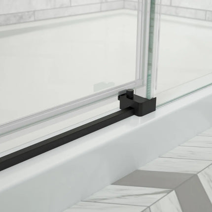 Odyssey SC 60" x 32" x 78" 8mm Sliding Shower Door for Corner Installation with Clear glass in Matte Black - Plumbing Market