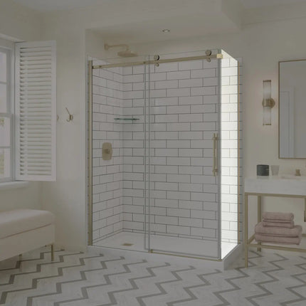 Odyssey SC Return Panel for 32 in. Base in Clear glass in Brushed Gold - Plumbing Market