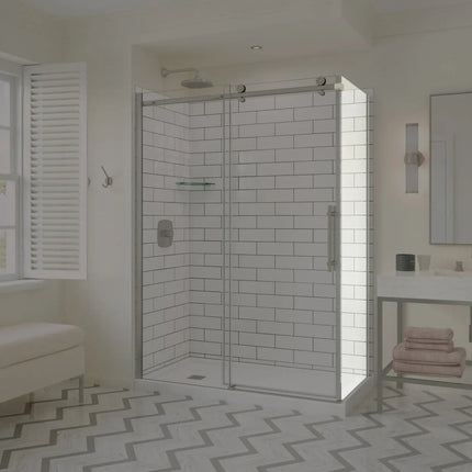 Odyssey SC Return Panel for 32 in. Base in Clear glass in Brushed Nickel - Plumbing Market