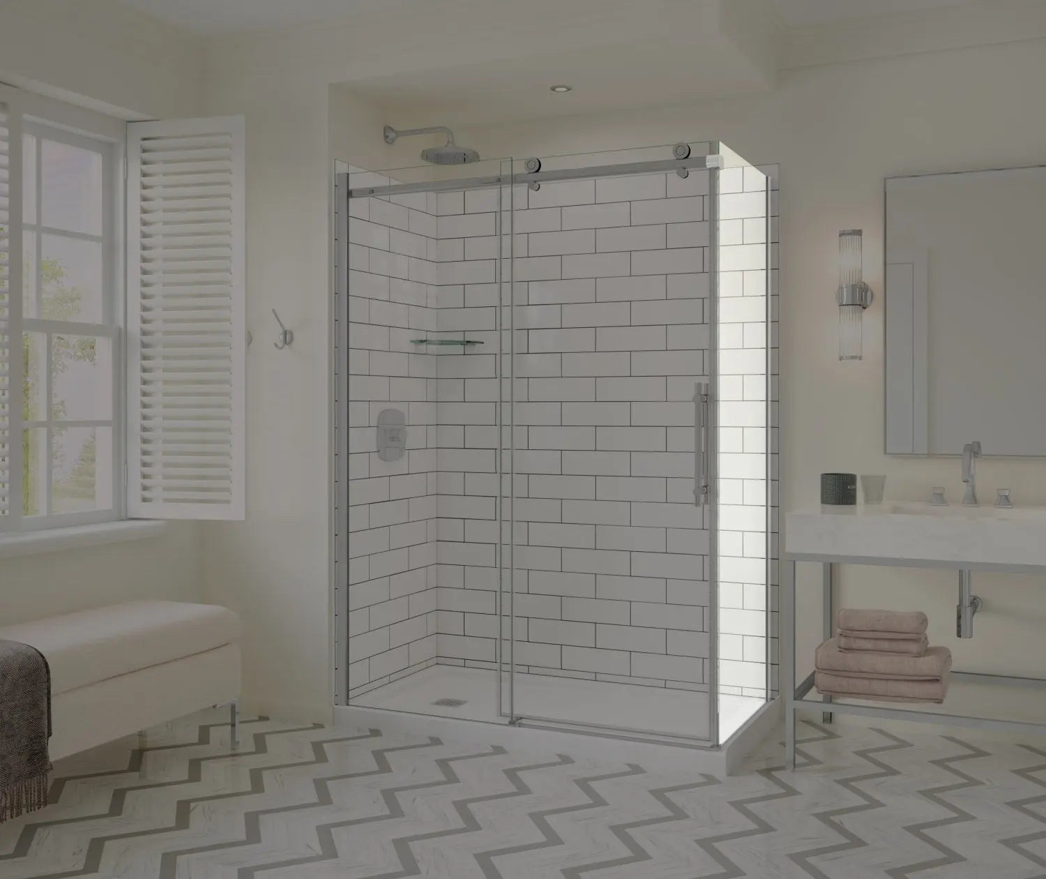 Odyssey SC Return Panel for 32 in. Base in Clear glass in Chrome - Plumbing Market