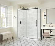 Odyssey SC Return Panel for 32 in. Base in Clear glass in Matte Black - Plumbing Market