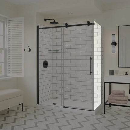 Odyssey SC Return Panel for 32 in. Base in Clear glass in Matte Black - Plumbing Market