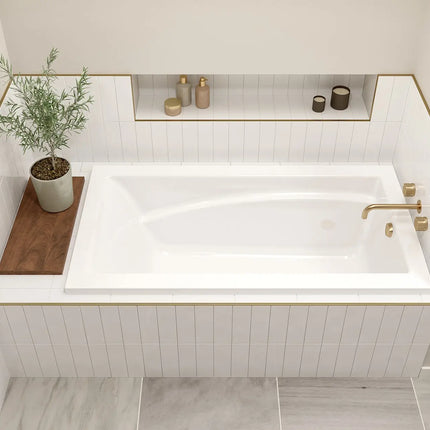 Optik 6032 Acrylic Alcove End Drain Bathtub in White - Plumbing Market