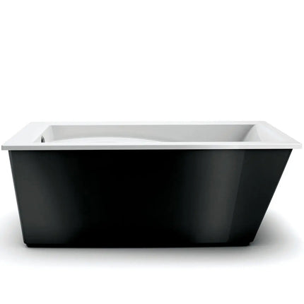 Optik 6032 F Acrylic Freestanding End Drain Bathtub in White with Black Skirt - Plumbing Market