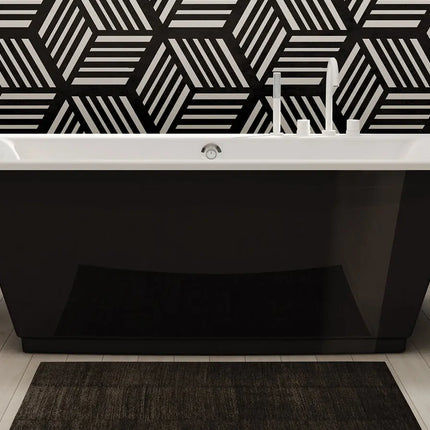 Optik 6032 F Acrylic Freestanding End Drain Bathtub in White with Black Skirt - Plumbing Market