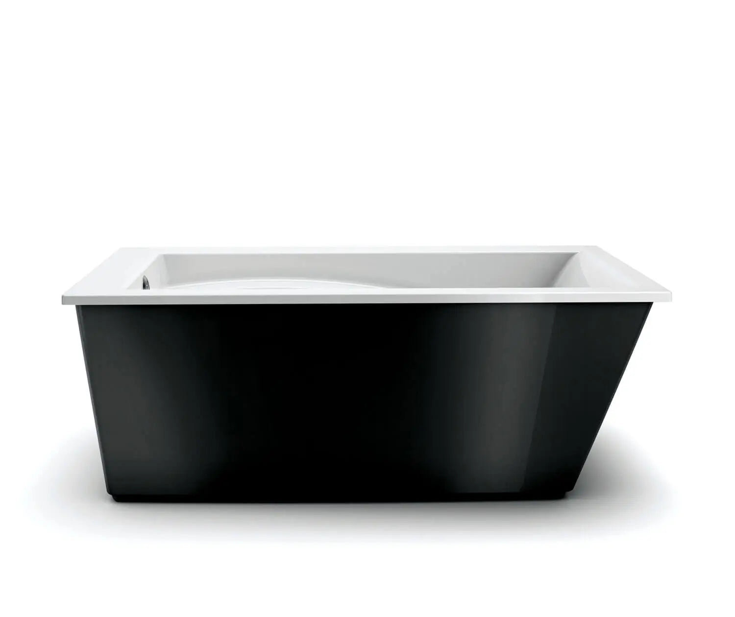 Optik 6032 F Acrylic Freestanding End Drain Bathtub in White with Black Skirt - Plumbing Market