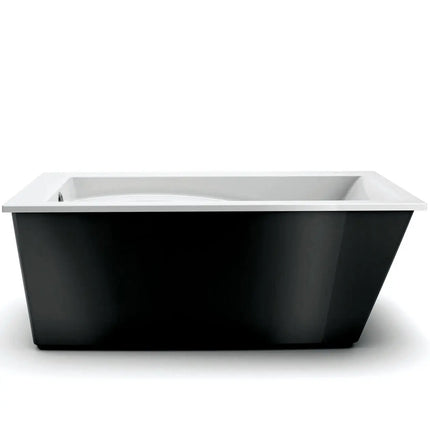 Optik 6032 F Acrylic Freestanding End Drain Bathtub in White with Black Skirt - Plumbing Market
