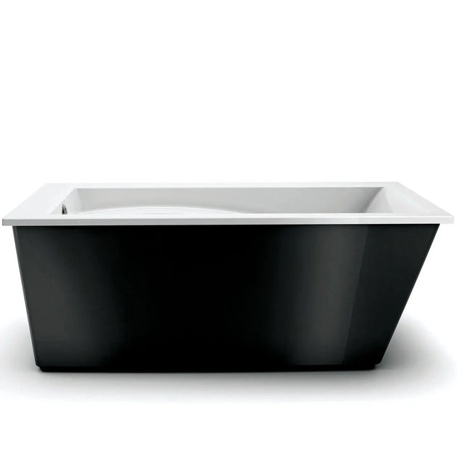 Optik 6032 F Acrylic Freestanding End Drain Bathtub in White with Black Skirt - Plumbing Market