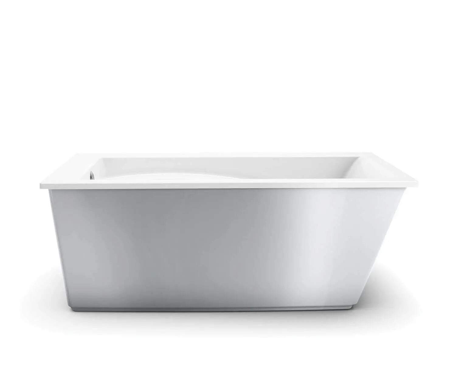 Optik 6032 F Acrylic Freestanding End Drain Bathtub in White with Sterling Silver Skirt - Plumbing Market