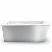 Optik 6032 F Acrylic Freestanding End Drain Bathtub in White with Sterling Silver Skirt - Plumbing Market