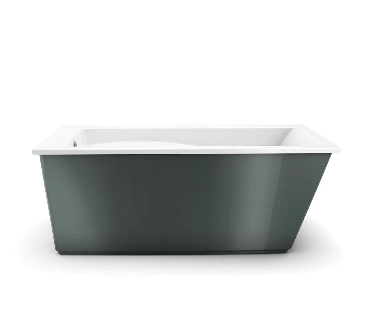 Optik 6032 F Acrylic Freestanding End Drain Bathtub in White with Thunder Grey Skirt - Plumbing Market