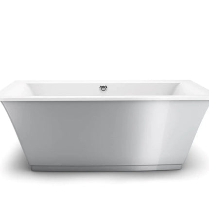 Optik 6636 F Acrylic Freestanding Center Drain Bathtub in White with Sterling Silver Skirt - Plumbing Market