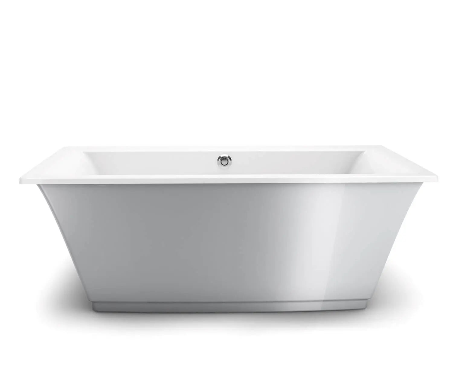 Optik 6636 F Acrylic Freestanding Center Drain Bathtub in White with Sterling Silver Skirt - Plumbing Market